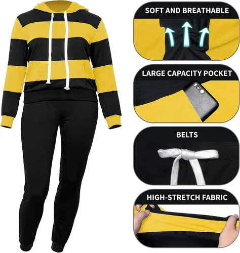 Miniatura 4 de Runwind Trajes de dos piezas para mujer, sudadera con capucha de 2 piezas con bolsillos
