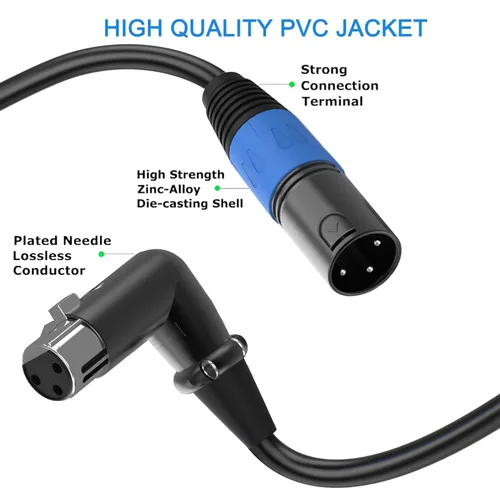 Miniatura 5 de LanSenSu Cable de enchufe XLR en ángulo recto XLR a recto, cable equilibrado de 90 grados hembra a macho recto de 3 pines a 3 pines