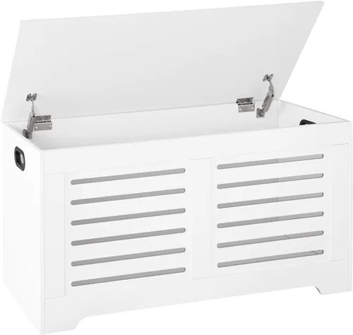 Miniatura 29 de DINZI LVJ Cofre de almacenamiento, caja de juguetes de madera de 39.4” con 2 bisagras de seguridad, banco de almacenamiento de zapatos retro