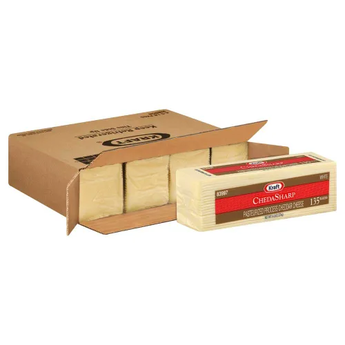 Miniatura 2 de Kraft Queso blanco en rodajas de Chedasharp, 5 libras, 4 por caja.