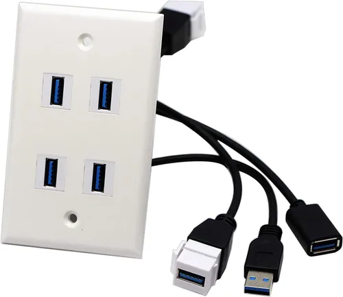 Miniatura 4 de Cable de inserción de conector Keystone USB 3.0, Haokiang USB 3.0 A hembra a USB A 3.0 hembra Keystone Insertar placa de pared, adaptadores de panel