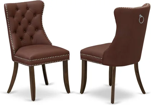 Miniatura 14 de East West Furniture DAP8F12 Dallas Parson - Juego de 2 sillas de cocina tapizadas de piel sintética con botones copetudos, color gris oscuro