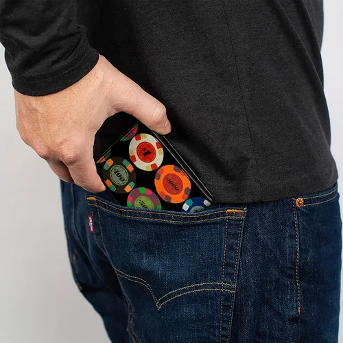 Miniatura 5 de Buckle-Down Billetera plegable de PU para hombre, fichas de póquer 1, multicolor, 4.0" x 3.5", Varios