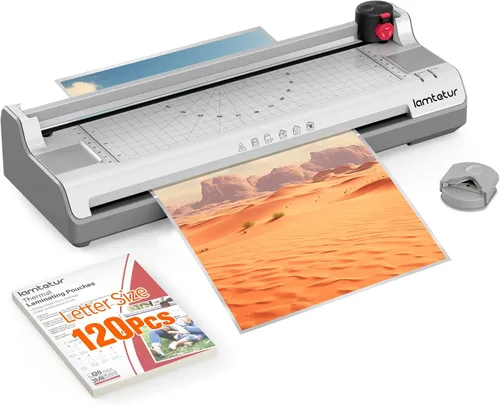 Miniatura 11 de Lamtetur Laminadora 7 en 1, máquina laminadora para A3/A4/A6, máquina laminadora con hojas laminadoras, 20 bolsas para uso en oficina, hogar