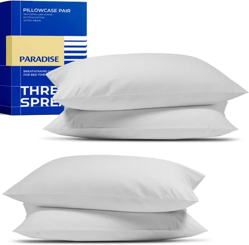 Miniatura 26 de Juego de 2 fundas de almohada de 100% algodón egipcio de fibras largas, 1000 hilos, 100% algodón peinado puro natural, para dormir