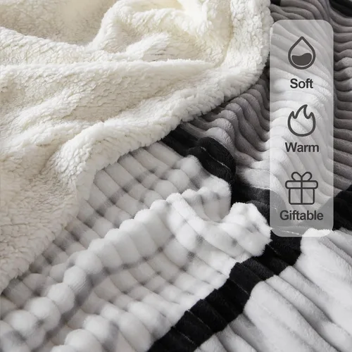 Miniatura 4 de Gracelife Manta de forro polar de sherpa para sofá, manta suave y mullida cálida para mujeres y hombres, manta gruesa y suave para cama individual