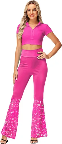 AOBUTE Pantalones de discoteca para mujer, de cintura alta, brillantes, acampanados, metálicos