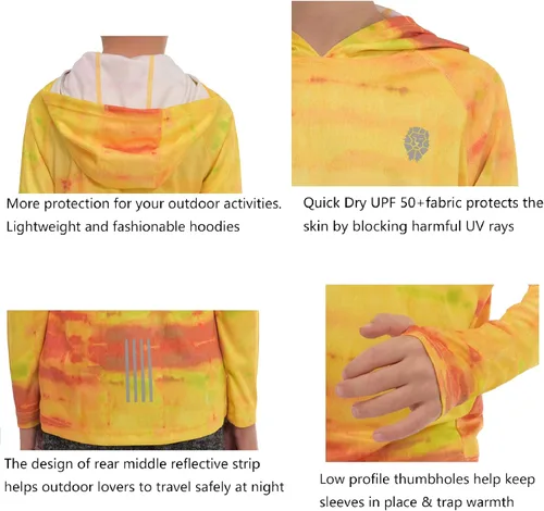Miniatura 6 de Sudaderas con capucha para niños al aire libre, camisetas atléticas juveniles, protección solar UPF 50+