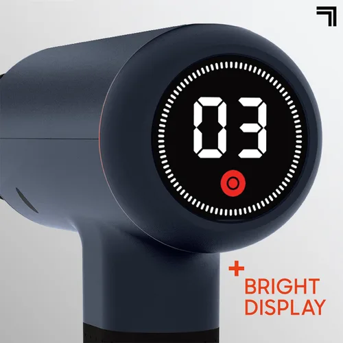 Miniatura 6 de Sharper Image Pistola de masaje de percusión de tejido profundo, masajeador de mano recargable Powerboost Max, 7 velocidades ajustables, 6 cabezales