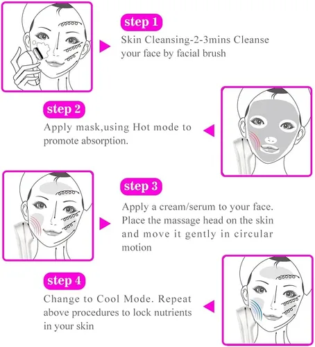 Miniatura 4 de Masajeador facial sónico frío caliente, calentamiento a 107.6 °F y dispositivo de enfriamiento de la piel a 42.8 °F con vibración, herramienta