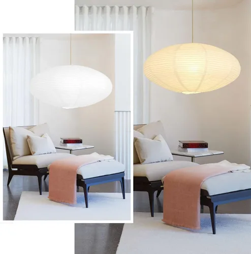 Miniatura 4 de Juego de 2 linternas de papel ovaladas blancas de 20 x 10 pulgadas, diseño plegable chino para sala de estar, dormitorio, pantalla de techo