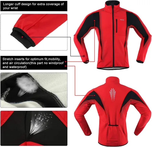 Miniatura 6 de Chaqueta térmica para ciclismo (tejido Softshell, resistente al viento, impermeable, 15K) de ARSUXEO