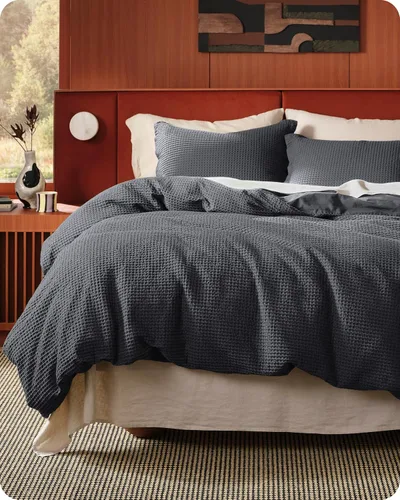 Miniatura 14 de Bedsure - Funda de edredón de algodón tamaño King - 100% algodón de tejido gofre color verde bosque, juego de ropa de cama GentleSoft™ transpirable