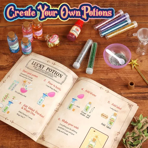 Miniatura 7 de wookidel Kit de manualidades mágicas de hadas para niños con 20 botellas de poción – Kit de manualidades para hacer pociones mágicas de hadas