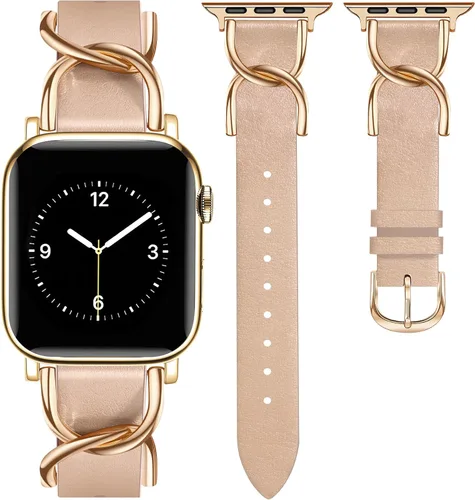 Miniatura 9 de JR.DM Designer Leather Bands for Women,Dressy Fancy Cute Strap with Double U-Shaped Buckle Watch Bands for iwatch Compatible with Apple Watch Series