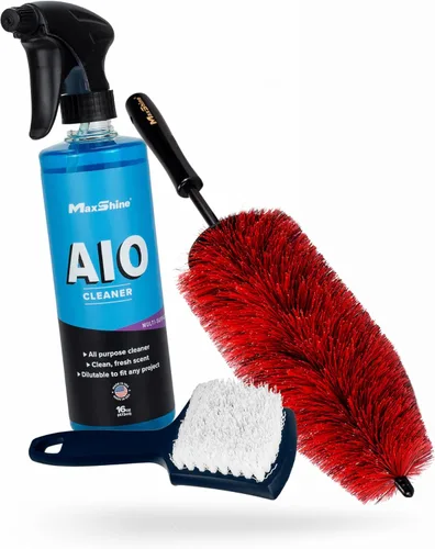 Maxshine Kit de limpieza de ruedas y neumáticos todo en uno (AC13) – Detalles de llantas exteriores y llantas de grado profesional – Sin arañazos –