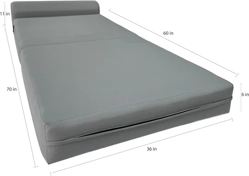 Miniatura 4 de D&D Futon Furniture. Cama plegable de espuma para silla, sofá estudio, colchón plegado para invitados, 70 x 36 x 6, gris
