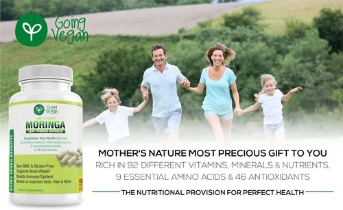 Miniatura 6 de Cápsulas de Moringa, 180 píldoras veganas de hoja de oleifera pura en polvo, 1200 mg por porción, suplemento sin OMG y sin gluten, suministro de 3