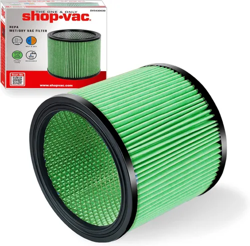 Shop-Vac Filtro de cartucho de alto rendimiento 90304/90344, se adapta a la mayoría de aspiradoras húmedas y secas Shop-Vac de 4-16 galones, filtro