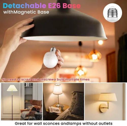 Miniatura 8 de SCOPOW Bombilla recargable con control remoto – 8W 600LM E26 bombillas recargables regulables temporizador de control y 3 temperaturas de color + 15