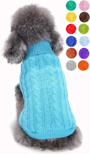 Miniatura 18 de Suéter para perro, cálido y suave, mediano (pecho 16-18 pulgadas), rosa, cuello alto clásico, lavable a máquina, invierno, unisex, sólido