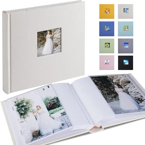 Miniatura 12 de Álbum de fotos pequeño 5x7 con capacidad para 50 fotos verticales con bolsillos de notas adhesivas, mini álbum de fotos con tapa de lino 5x7 con Gris