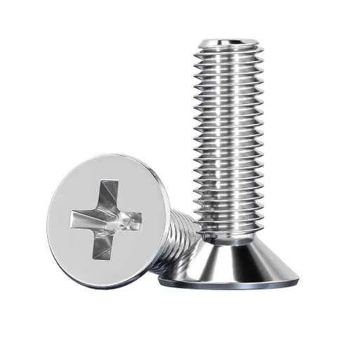 NACX Tornillos de cabeza plana avellanados Phillips M6 x 0.551 in, A2-70, tono plateado, acero inoxidable 304, 60 unidades