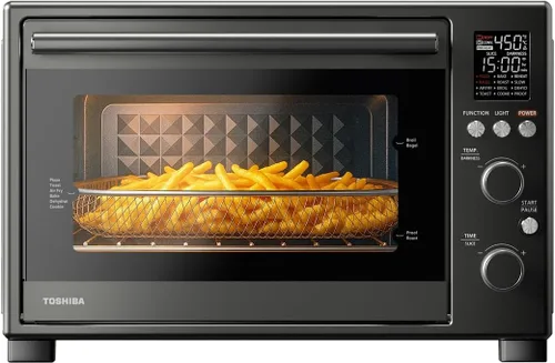 TOSHIBA ChefFry - Combo de horno tostador y freidora de aire, horno de encimera de convección 12 en 1, gran capacidad de 34 cuartos de galón/32 L,