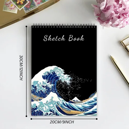 Miniatura 2 de Cabreche Lindo cuaderno de bocetos con encuadernación espiral superior, 9 x 12 pulgadas, papel grueso de 100GSM, 50 hojas 100 páginas, libro