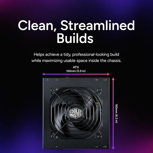 Miniatura 3 de Cooler Master MWE Gold 850 V2 PSU Full Modular, 850W, 80+ Gold, Diseñado para Nvidia RTX 5080 AMD RX 9070 XT, 2 Conectores EPS, Ventilador HDB