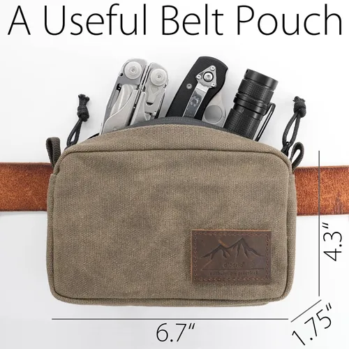 Miniatura 2 de Bolso Diodrio para Cinturón para Hombres y Mujeres con Cremalleras YKK, Bolso de Cintura para Senderismo, Resistente al Agua, Lona Cera, Oliva Oliva