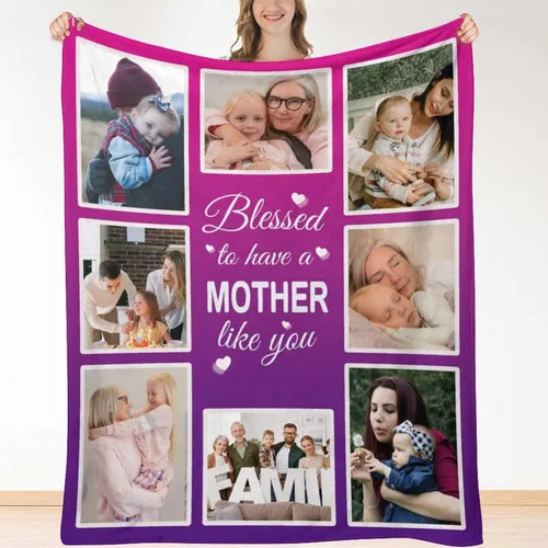 HUGLAZY Regalos para el Día de la Madre Mantas Personalizadas con Fotos Texto Manta de Imagen Personalizada para Madre Mamá Regalo para Cumpleaños
