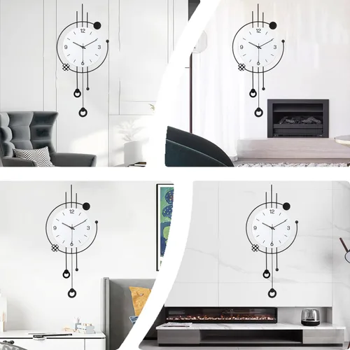 Miniatura 6 de SIN&MI Reloj de pared grande para decoración de sala de estar, gran arte decorativo de pared, reloj de péndulo, funciona con pilas, sin tictac