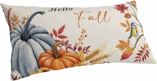 Miniatura 12 de Fundas de almohada de tamaño estándar de Acción de Gracias, 2 paquetes de fundas de almohada suaves decorativas para sofá de cuerpo largo, con Azul