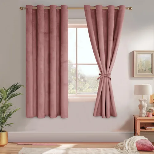 Miniatura 107 de JIUZHEN - Cortinas de terciopelo gris de 63 pulgadas opacas para sala de estar - Cortinas gruesas de terciopelo con ojales para ventana
