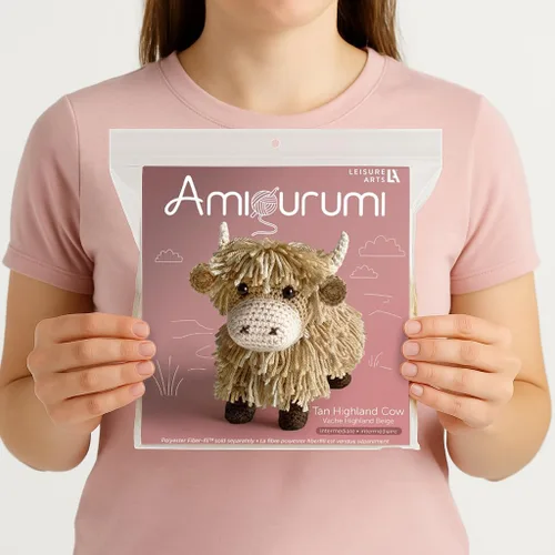 Miniatura 4 de LEISURE ARTS Kit de ganchillo Amigurumi Highland Cow, Bronceado, Principiante para Adultos, Kit de Animales, Crotchet