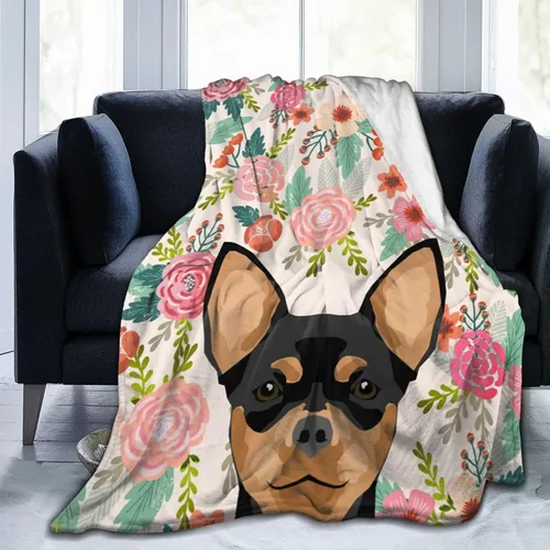Miniatura 8 de HAZIMCS Manta de franela de felpa de forro polar, diseño floral de bulldog francés, lindo regalo para mascotas, razas de perro, para sillón