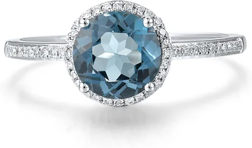 Miniatura 2 de Santuzza Anillo de oro macizo de 10 quilates con piedras preciosas solitarias para mujer