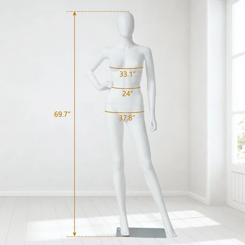 Miniatura 6 de Kinfant Maniquí de cuerpo completo para mujer, soporte de maniquí desmontable con base de metal, modelo de vestido ajustable para tienda de moda