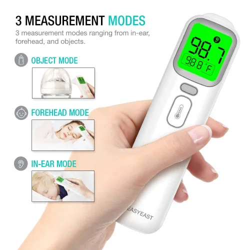 Miniatura 3 de EasyEast Termómetro infrarrojo para la frente sin contacto, pantalla digital inteligente, detección de lectura rápida, sin batería incluida