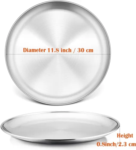 Miniatura 2 de P&P CHEF Bandeja de pizza para cocina casera, bandeja de pizza de acero inoxidable para hornear pizza, saludable, reutilizable y fácil de limpiar