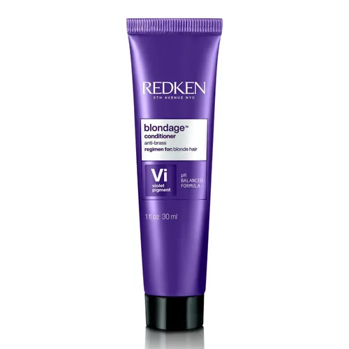 Miniatura 10 de Redken Acondicionador morado de depósito de color rubio Para cabello rubio Neutraliza el latón e hidrata el cabello Con pigmentos violetas