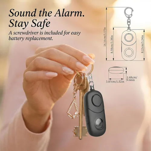 Miniatura 5 de Alarma personal para mujeres, llavero de alarma: Qoosea 135dB llavero de emergencia sirena con luz estroboscópica sirena fuerte para mujeres, niños