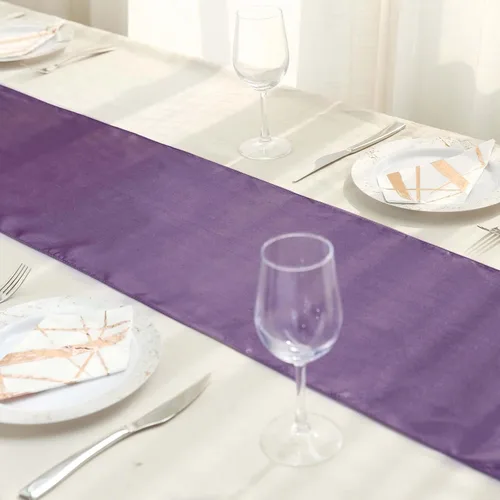 Miniatura 9 de Efavormart - Paquete de 10 caminos de mesa de satén de alta calidad para bodas, fiestas de cumpleaños, ajuste rectangular y mesa redonda, 12 x 108