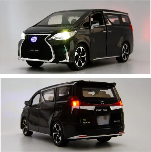 Miniatura 3 de WAKAKAC Modelo de coche 1/24 LM300 MPV Aleación Pull Back Metal Coche de juguete coleccionable con luz y sonido, la puerta del vehículo de juguete