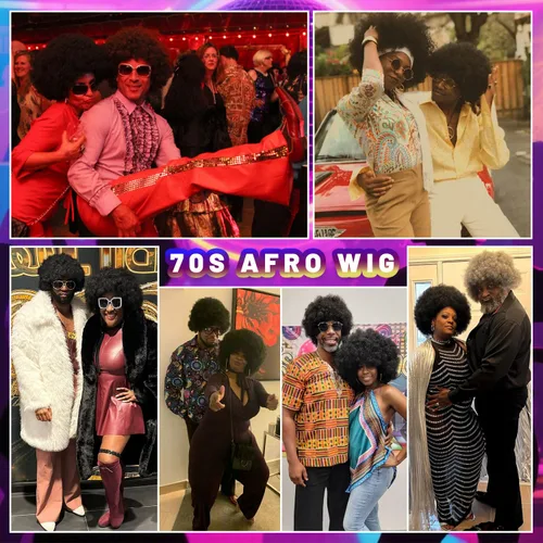 Miniatura 4 de Pelucas afro de los años 70 para mujeres negras, sin pegamento, peluca rizada afro soplada, resistente al calor, pelucas sintéticas para uso diario