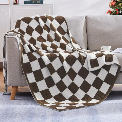 Miniatura 27 de WRENGONGE - Manta a rayas de color caqui, suave, acogedora, mullida, cálida, para sillón, sofá, cama o viajes, ligera, 50 x 70 pulgadas, regalo