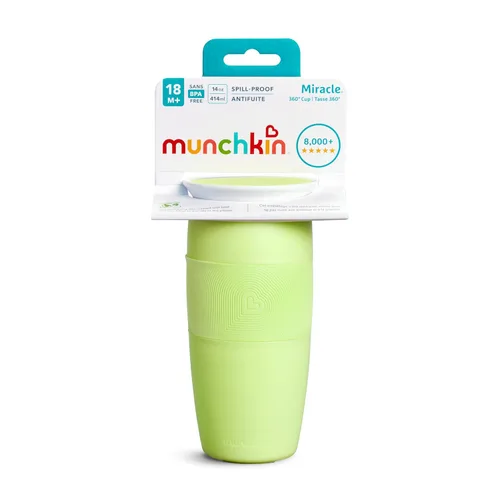Miniatura 6 de Munchkin Taza para beber para niños pequeños, Miracle 360 Cup, 14 onzas, verde