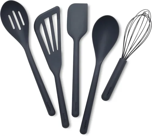 Miniatura 9 de GreenPan Juego de utensilios de cocina de silicona de 5 piezas, cuchara ranurada y sólida, volteador, espátula, batidor, herramientas de cocina Azul