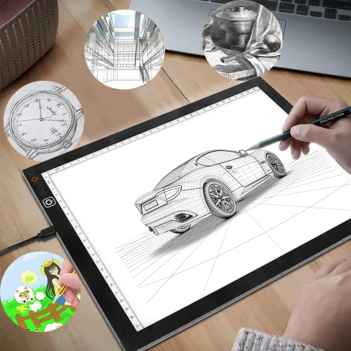 Miniatura 8 de AIAURORA Tablero de copia LED A4, tablero de dibujo de trazado de luz, ultrafino y ajustable USB, almohadilla de trazo LED para dibujo de tatuajes
